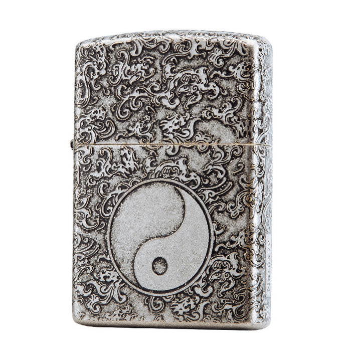 Fine Carving Series Pure Bronze Cloud Silver Lighter