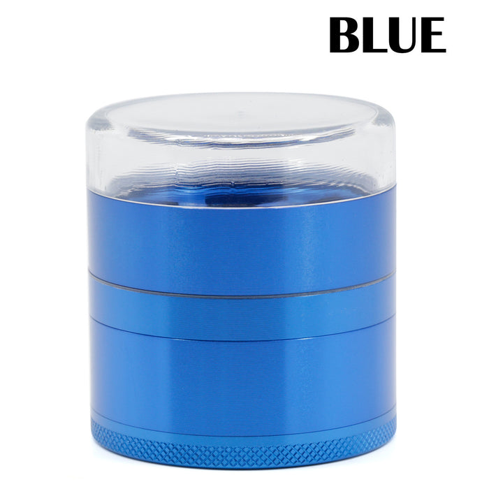 Five-layer Aluminum Alloy Transparent Cover Petal Fan-Shaped Herb Grinder-Blue