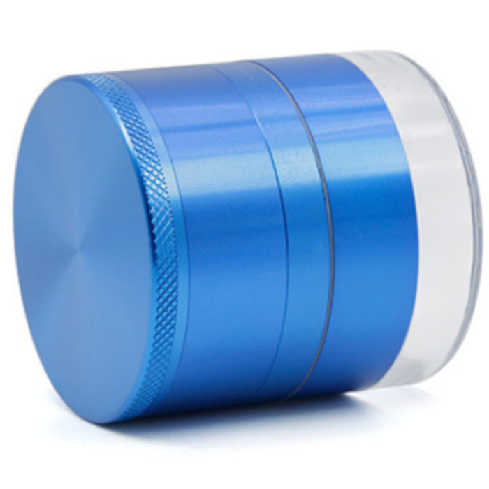 Five-layer Aluminum Alloy Transparent Cover Petal Fan-Shaped Herb Grinder-Blue
