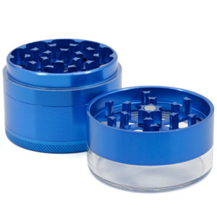 Five-layer Aluminum Alloy Transparent Cover Petal Fan-Shaped Herb Grinder-Blue
