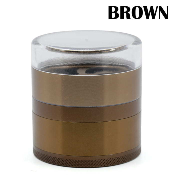 Five-layer Aluminum Alloy Transparent Cover Petal Fan-Shaped Herb Grinder-Brown
