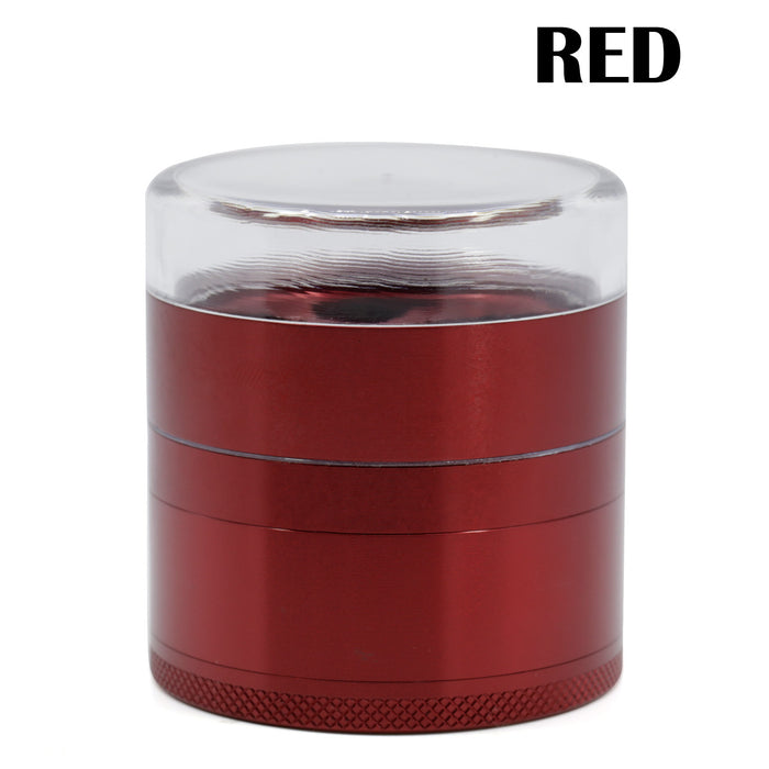 Five-layer Aluminum Alloy Transparent Cover Petal Fan-Shaped Herb Grinder-Red