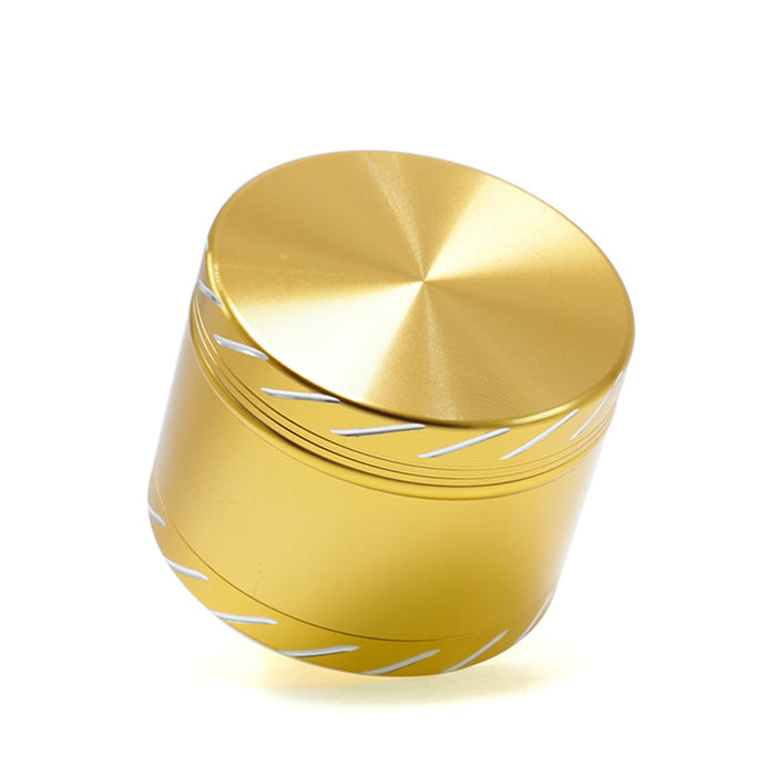 Four-Layer 63MM Aluminum Alloy Edge White Diagonal Pattern Smoke Grinder-Gold