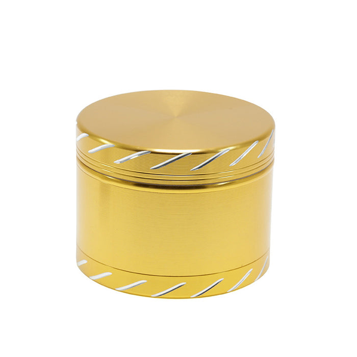Four-Layer 63MM Aluminum Alloy Edge White Diagonal Pattern Smoke Grinder-Gold