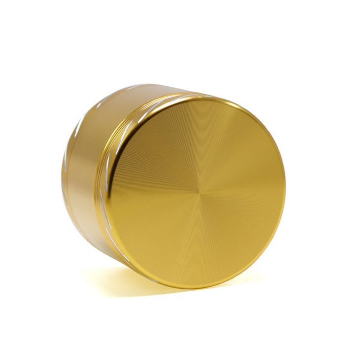 Four-Layer 63MM Aluminum Alloy Edge White Diagonal Pattern Smoke Grinder-Gold