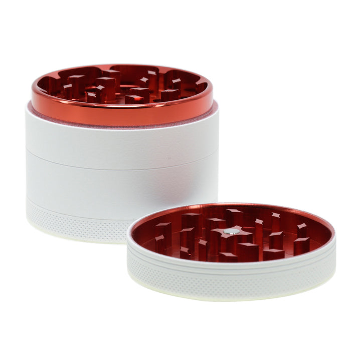 Four-Layer Color Aluminum Alloy Outer White Rubber Paint Coating Smoke Grinder-Red
