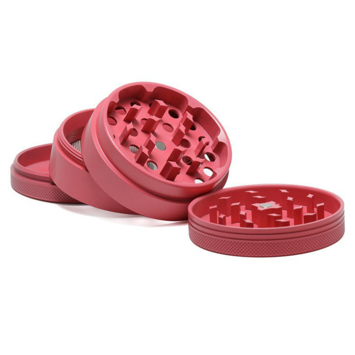 Four-Layer Washable Edible Ceramic Non-Stick Herb Grinder-Cherry-Red