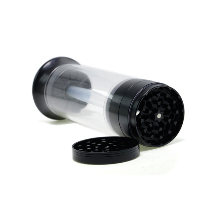 Four-Layer With Tube Button Design 52MM Zinc Alloy Weed Grinder | Black