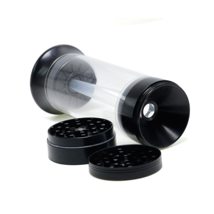 Four-Layer With Tube Button Design 52MM Zinc Alloy Weed Grinder | Black