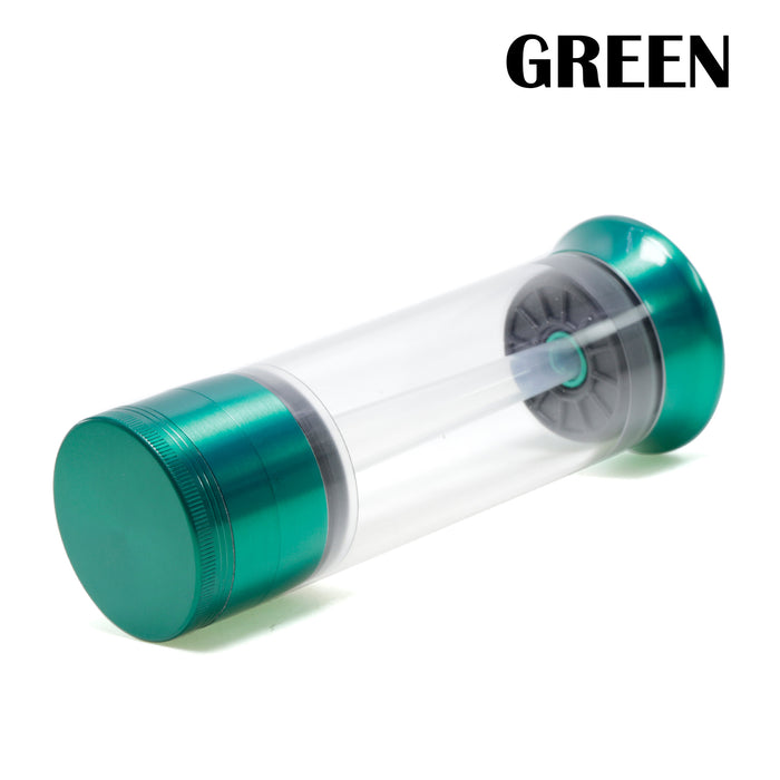 Four-Layer With Tube Button Design 52MM Zinc Alloy Weed Grinder | Green