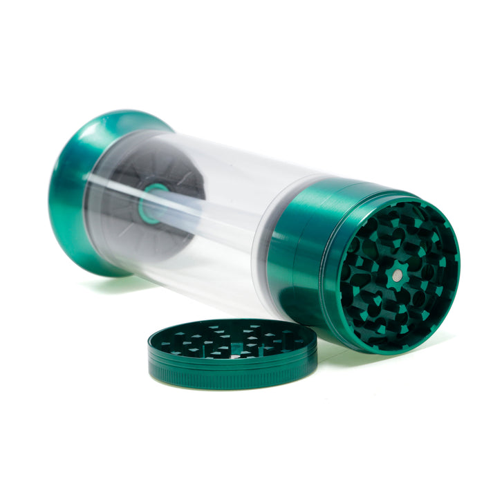 Four-Layer With Tube Button Design 52MM Zinc Alloy Weed Grinder | Green