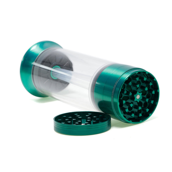 Four-Layer With Tube Button Design 52MM Zinc Alloy Weed Grinder | Green