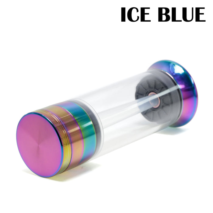 Four-Layer With Tube Button Design 52MM Zinc Alloy Weed Grinder | Ice Blue
