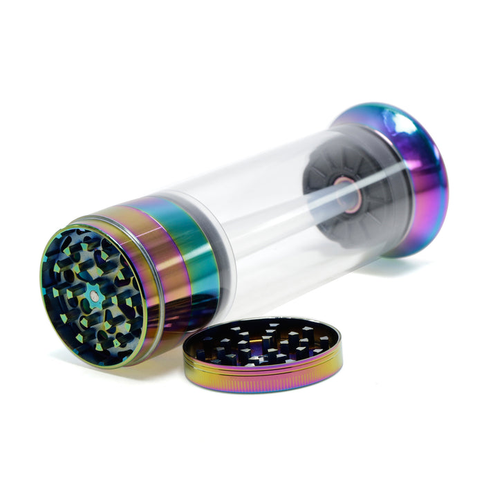 Four-Layer With Tube Button Design 52MM Zinc Alloy Weed Grinder | Ice Blue