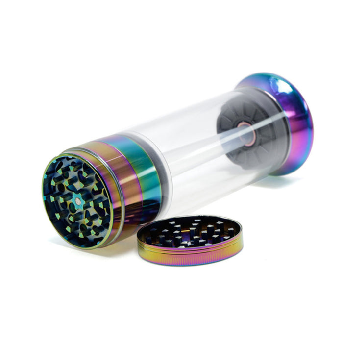 Four-Layer With Tube Button Design 52MM Zinc Alloy Weed Grinder | Ice Blue