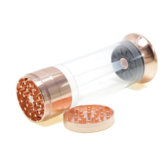 Four-Layer With Tube Button Design 52MM Zinc Alloy Weed Grinder | Rose-Gold