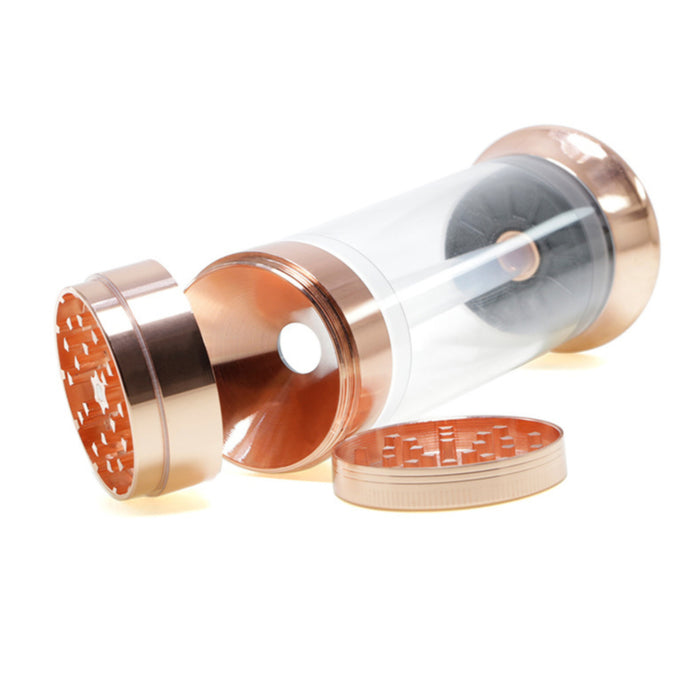 Four-Layer With Tube Button Design 52MM Zinc Alloy Weed Grinder | Rose-Gold