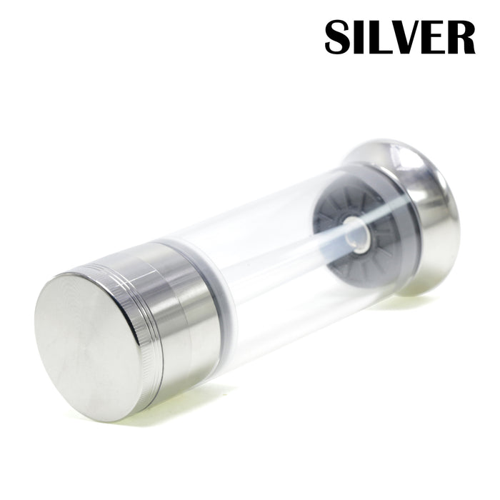 Four-Layer With Tube Button Design 52MM Zinc Alloy Weed Grinder | Silver