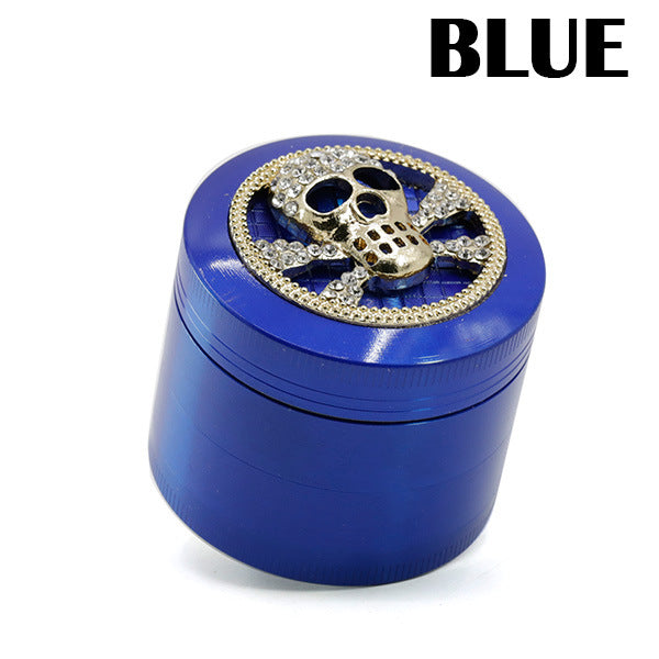 Four-Layer Zinc Alloy Diameter 50MM Skull Head Smoke Grinder-Blue Color
