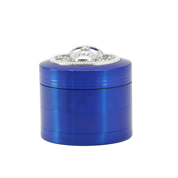 Four-Layer Zinc Alloy Diameter 50MM Skull Head Smoke Grinder-Blue Color