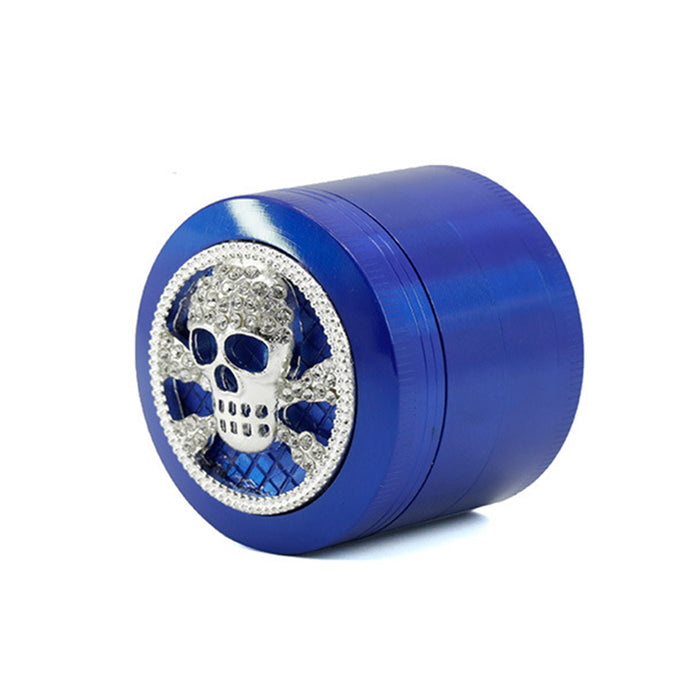 Four-Layer Zinc Alloy Diameter 50MM Skull Head Smoke Grinder-Blue Color