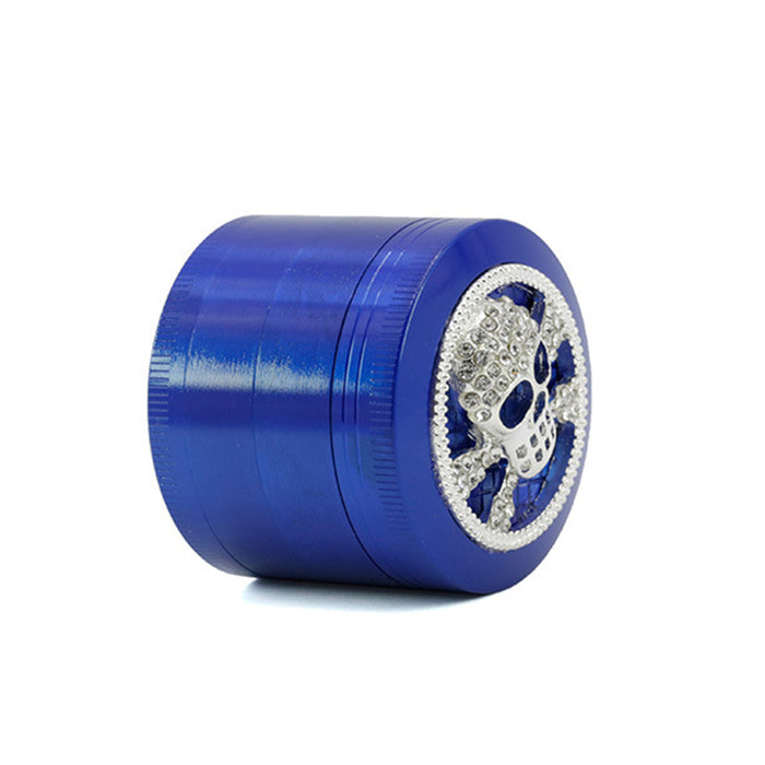 Four-Layer Zinc Alloy Diameter 50MM Skull Head Smoke Grinder-Blue Color
