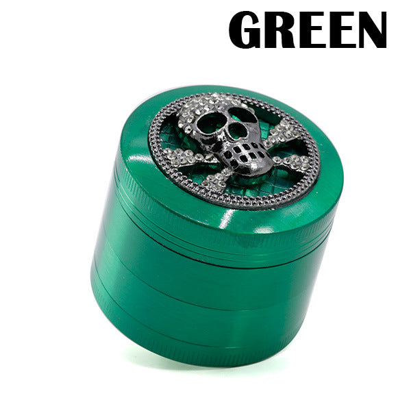 Four-Layer Zinc Alloy Diameter 50MM Skull Head Smoke Grinder-Green Color