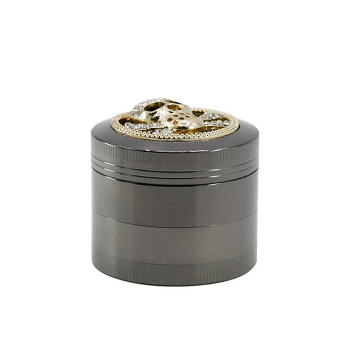 Four-Layer Zinc Alloy Diameter 50MM Skull Head Smoke Grinder-Gun Black Color