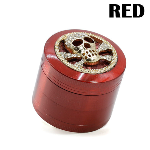 Four-Layer Zinc Alloy Diameter 50MM Skull Head Smoke Grinder-Red Color