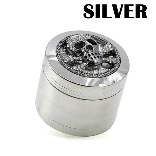 Four-Layer Zinc Alloy Diameter 50MM Skull Head Smoke Grinder-Silver Color