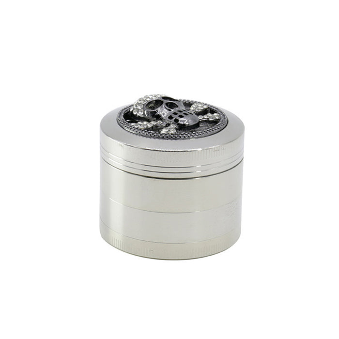 Four-Layer Zinc Alloy Diameter 50MM Skull Head Smoke Grinder-Silver Color