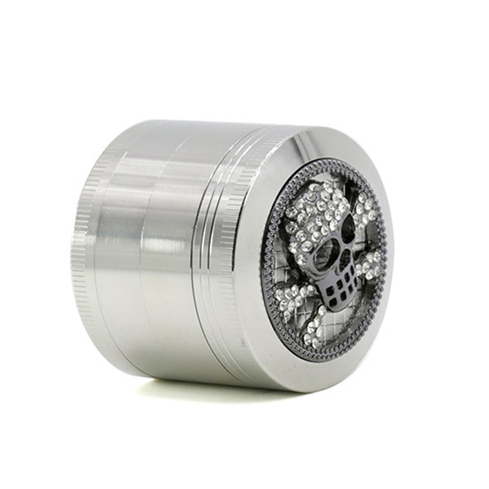 Four-Layer Zinc Alloy Diameter 50MM Skull Head Smoke Grinder-Silver Color