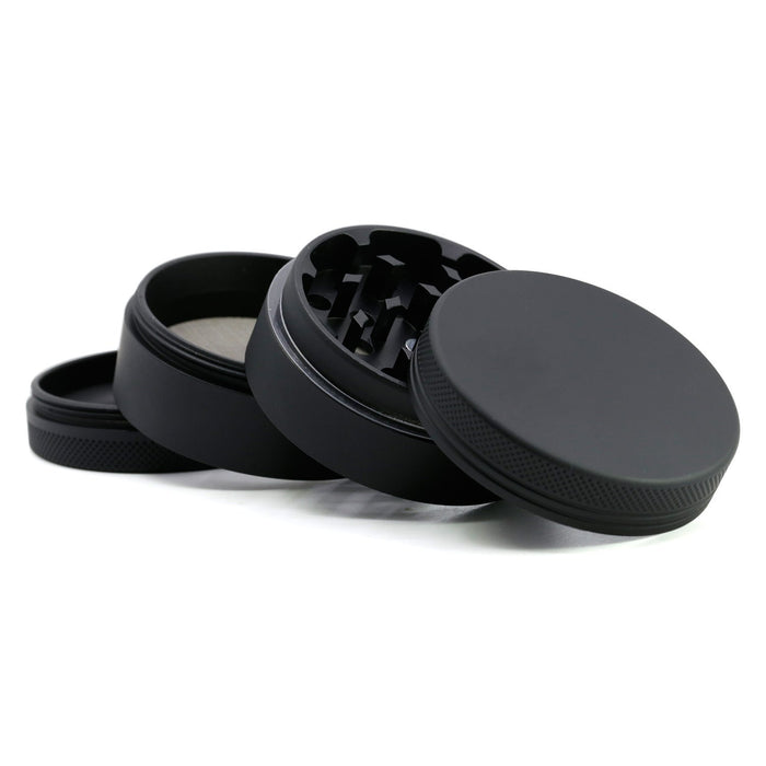 63MM Four-layer Aluminum Alloy Rubber Paint Smoke Grinder-Black