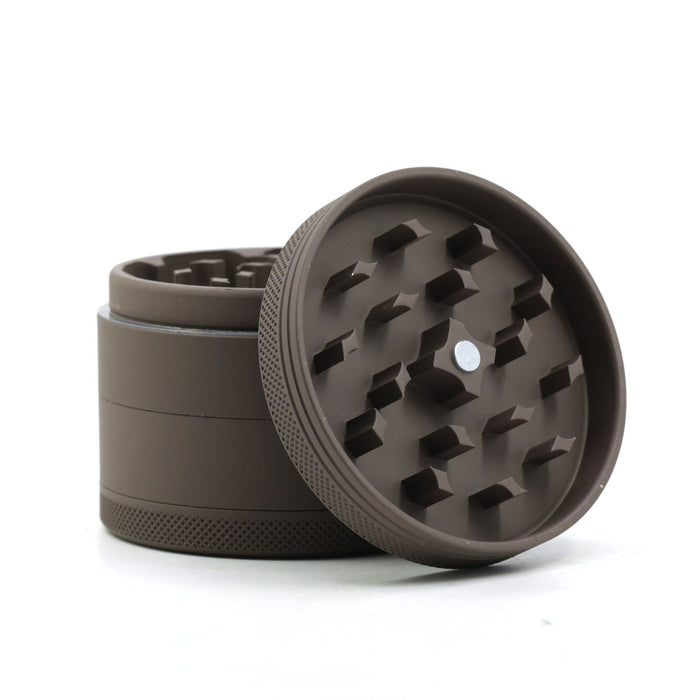 63MM Four-layer Aluminum Alloy Rubber Paint Smoke Grinder-Brown