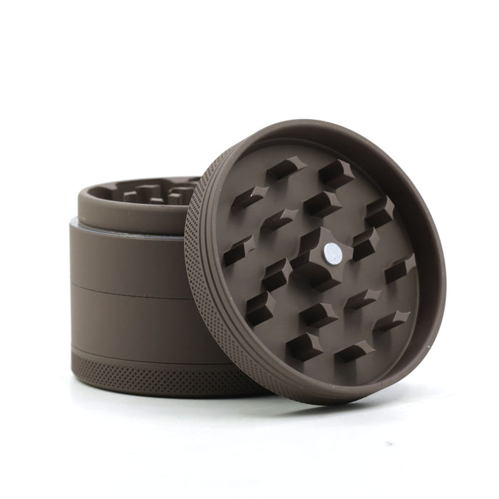 55MM Four-layer Aluminum Alloy Rubber Paint Smoke Grinder-Brown