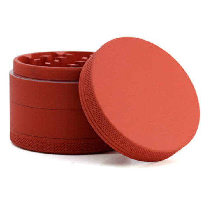 63MM Four-layer Aluminum Alloy Rubber Paint Smoke Grinder-Red