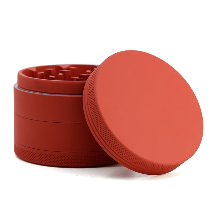 55MM Four-layer Aluminum Alloy Rubber Paint Smoke Grinder-Red