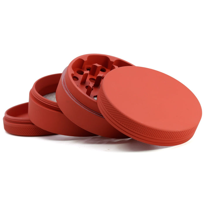 63MM Four-layer Aluminum Alloy Rubber Paint Smoke Grinder-Red