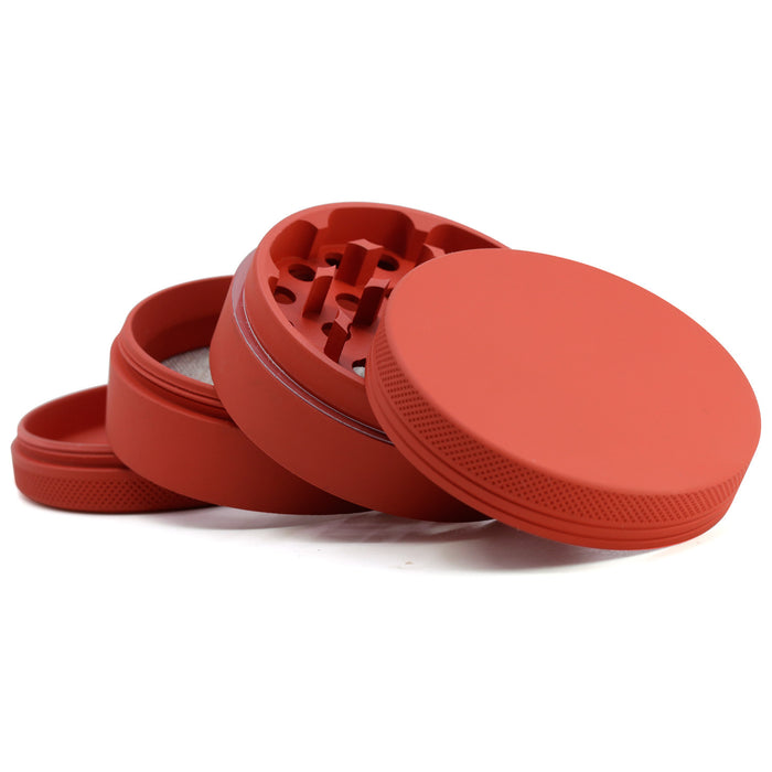 55MM Four-layer Aluminum Alloy Rubber Paint Smoke Grinder-Red