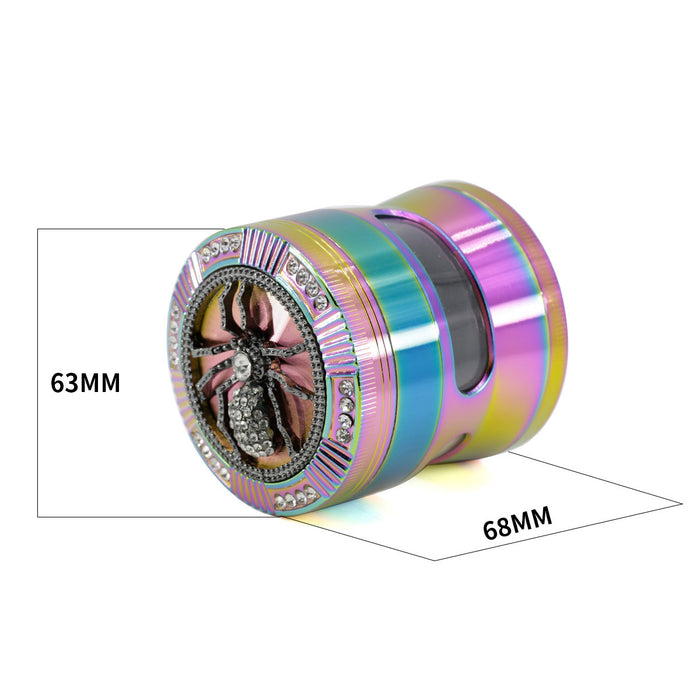 Four-layer Zinc Alloy 52MM Ice Blue Thin Waist Side Transparent Window Grinder