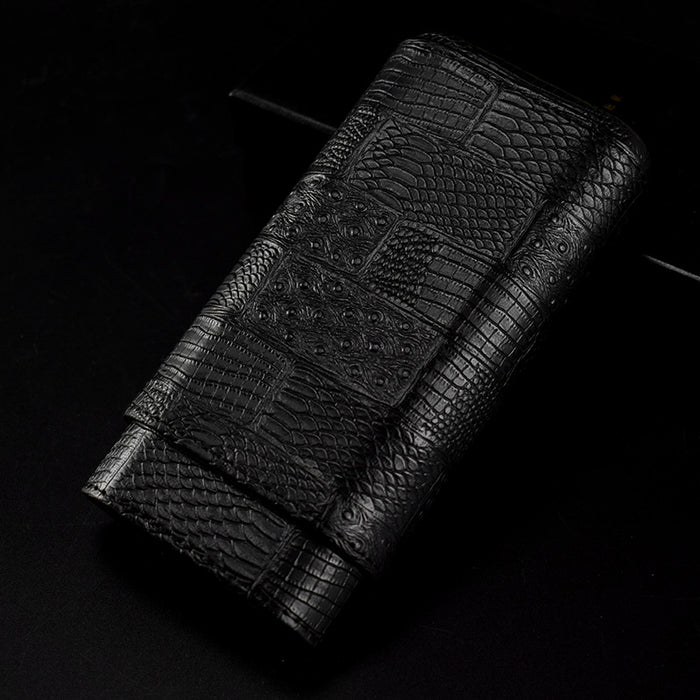 Galiner Lined Travel Holder Leather Cigar Case 3 Count