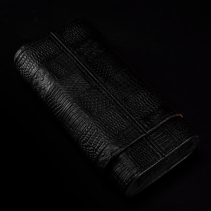 Galiner Lined Travel Holder Leather Cigar Case 3 Count