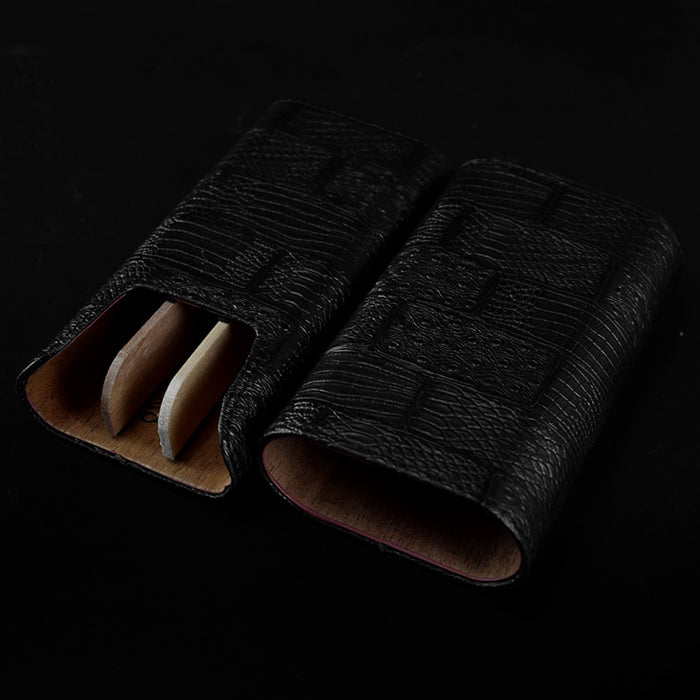 Galiner Lined Travel Holder Leather Cigar Case 3 Count