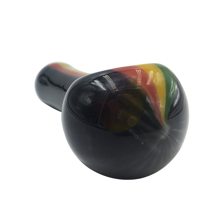 Classic Black Spoon Pipe with Green & Yellow Line 461#