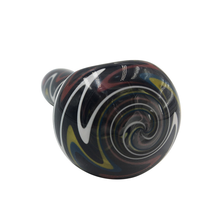 High-end Glass Spoon Pipe with Blue Yellow Red Wave Strip 480#