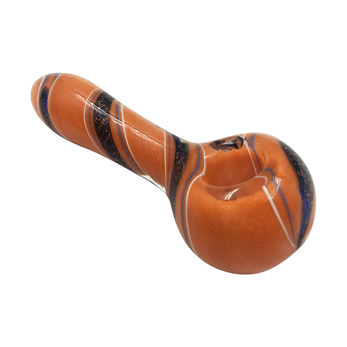 Orange Spoon Pipe  Black Spiral Stripe Spoon Pipe 102#