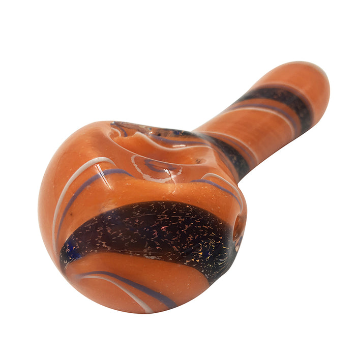 Orange Spoon Pipe  Black Spiral Stripe Spoon Pipe 102#