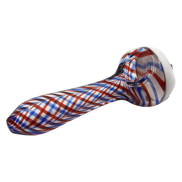 Poker Face Spoon Pipe With Red/Blue Spiral Stripe Hand Pipe 103#