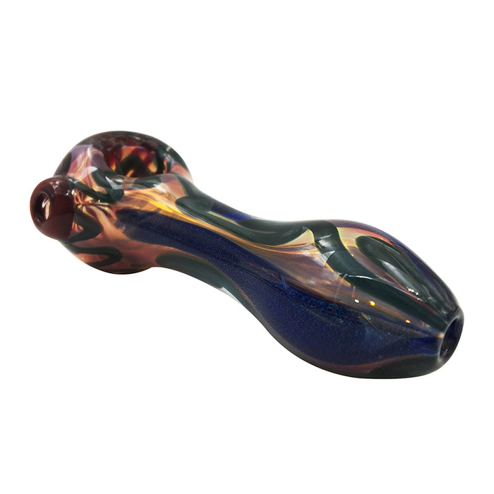 Smoking Tobacco Glass Hand Pipe with Flowers Line 349#