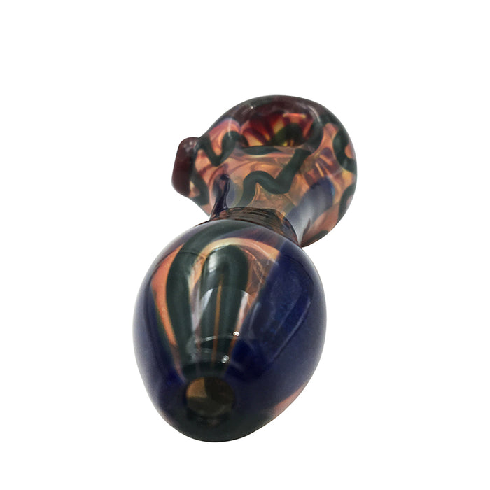 Smoking Tobacco Glass Hand Pipe with Flowers Line 349#